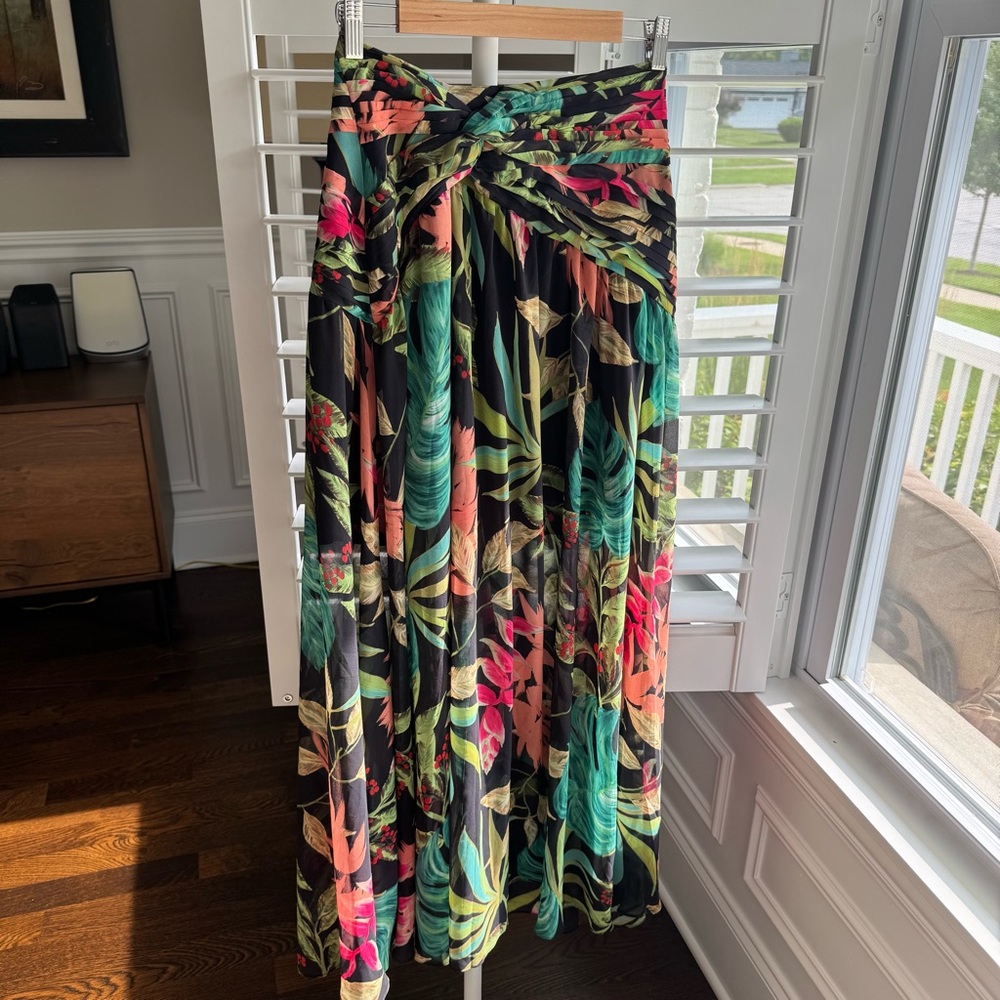 PATBO Pleated Floral-print Chiffon Maxi Skirt In Black Multi Floral - Picture 3 of 7